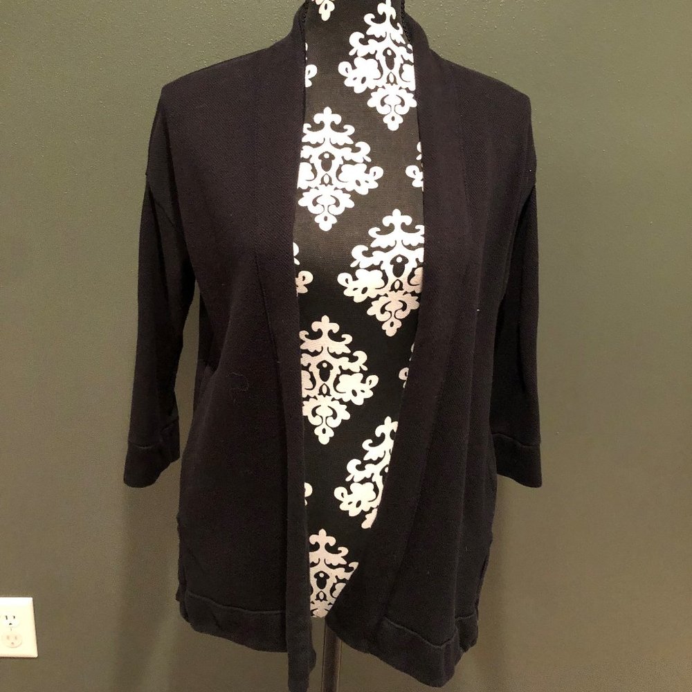 LOFT Heavy Black 3/4 Sleeve Cardigan - Small Petite